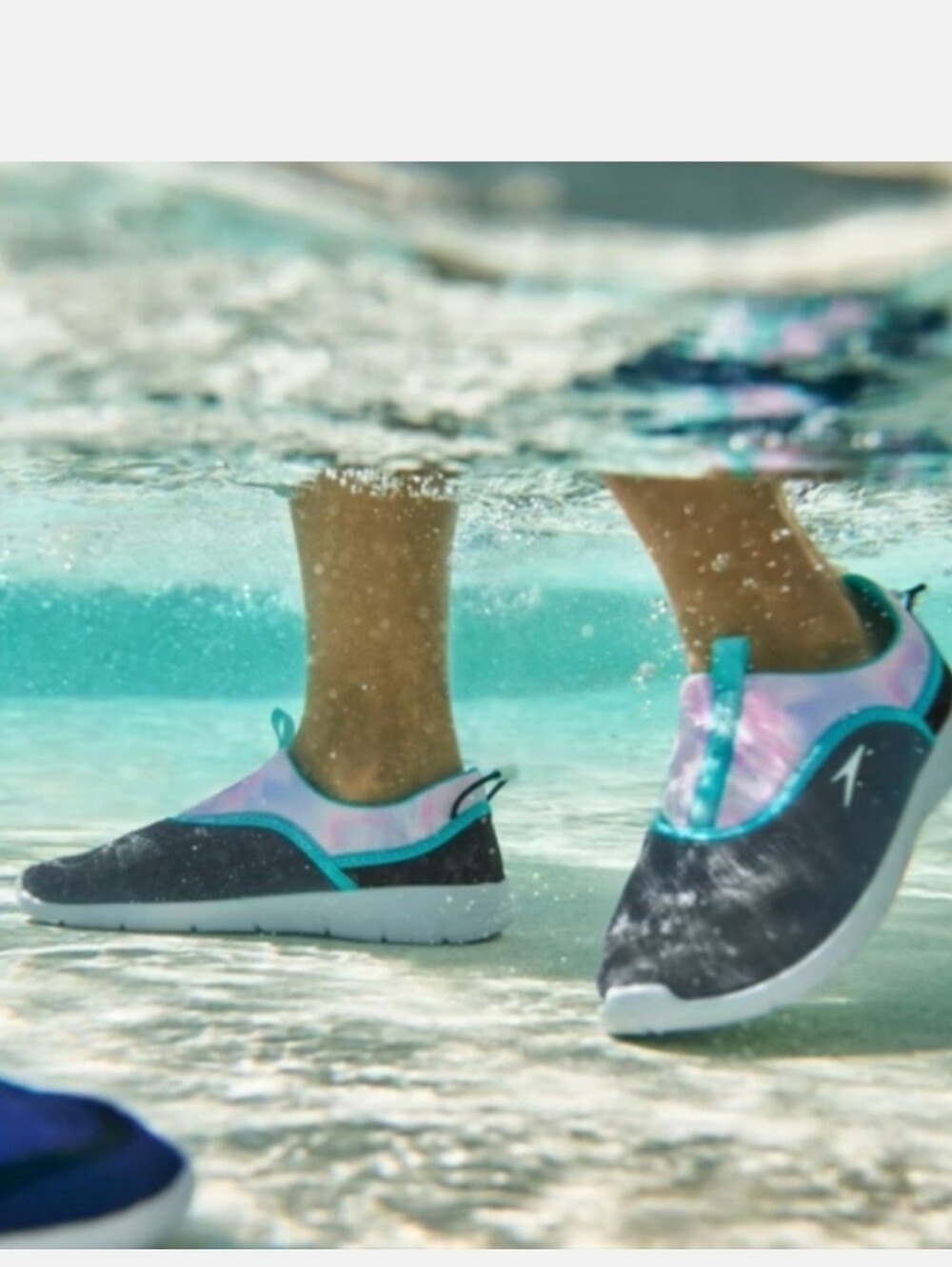 Speedo Kid's Slip-On Water Shoes in Black & Teal-Pink